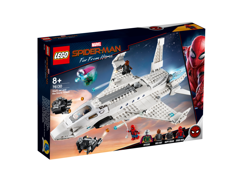 LEGO Spiderman Tryskáč Tonyho Starka a útok dronu 76130