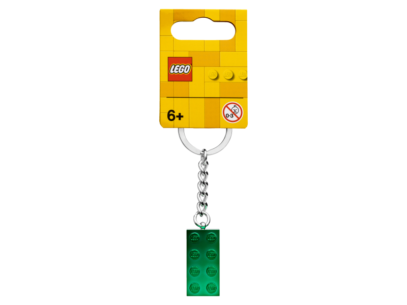 LEGO® Iconic 854083 Přívěsek na klíče – zelená kovová kostka 2x4